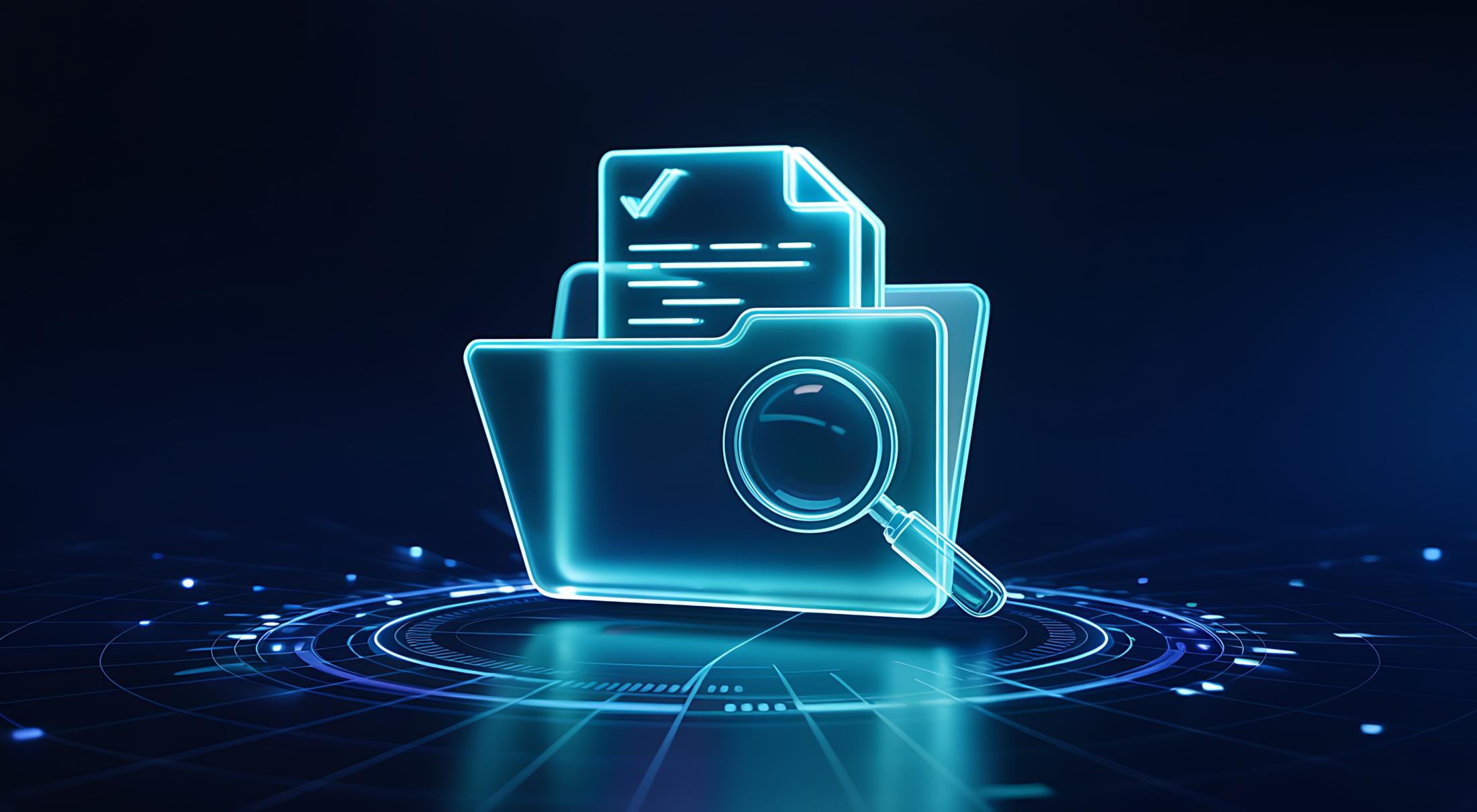 Folder, Files and search magnifying glass