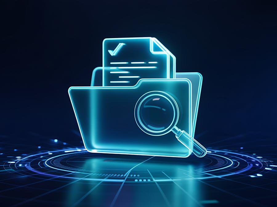 Folder, Files and search magnifying glass